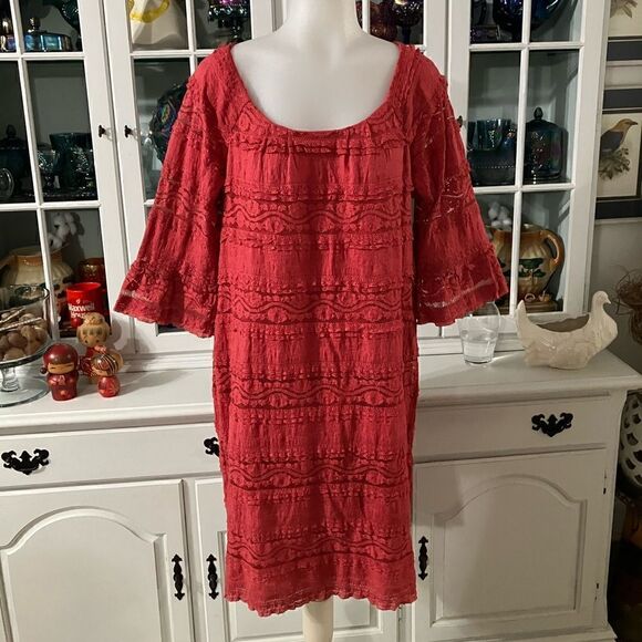 Half Sleeve Dress Lace Overlay  Sz 14P Chris McLaughlin - Picture 1 of 9